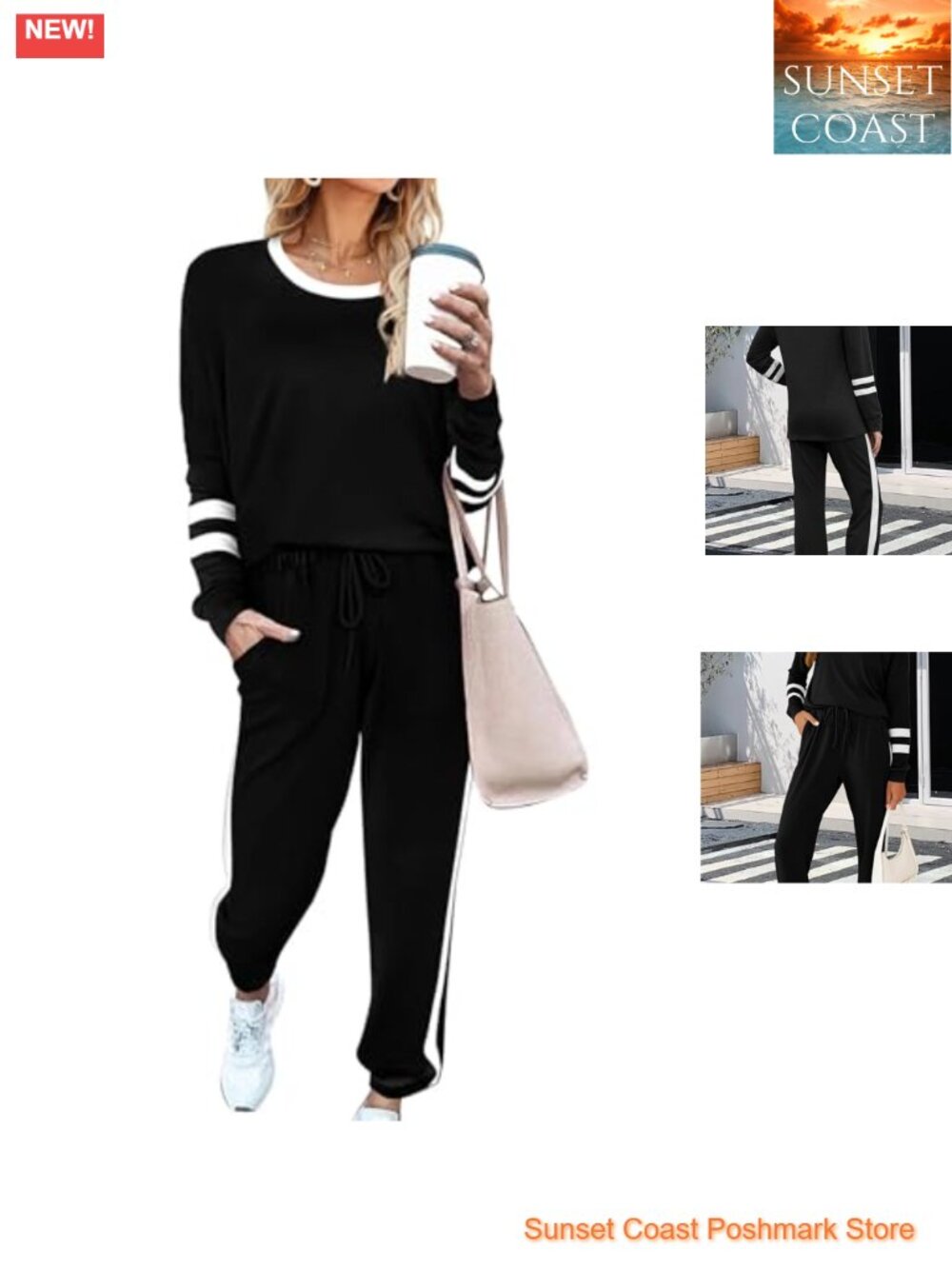 Women's 2 Piece Lounge Set Polyester Spandex Sweatsuit with Pockets